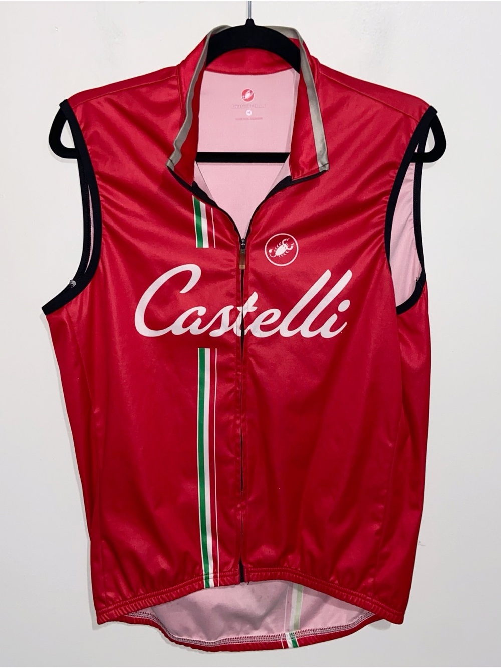 Castelli Cycling Jersey Mens Medium Red Short Sleeve Biking Shirt Scorpion Zip